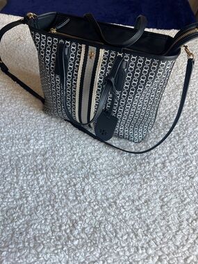Tory Burch Black and Ivory Monogram